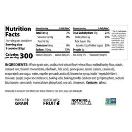 Erin Baker's Breakfast Cookies - Oatmeal Raisin, Whole Grain, Non-GMO, Naturally Sweetened, Healthy Snack - 3 oz, 12-Pack - 90010