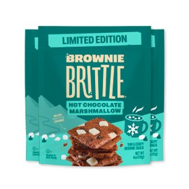 Brownie Brittle – Hot Chocolate Marshmallow Thin and Crispy Sweet Snacks (Pack of 3, 4 oz), Rich Gourmet Brownie Bites Dessert