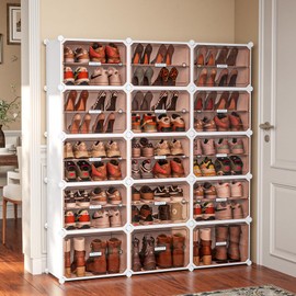 MAGINELS 10-Tier Shoe Rack,Expandable Multi-Functional Plastic Shoe Cabinet. Shoe Storage with Door,Use in Entryway, Closets, Hallway,Bedroom. Accommodates Up to 60 Pairs of Shoes. (10 Tiers 60 Pairs)
