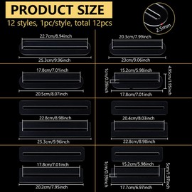 BENECREAT 12 Pieces 3 Styles Template for Acrylic Zipper Overlays, 15/18/20/23cm Zipper Measuring Template, Placement Tool for Zipper Bags for Sewing