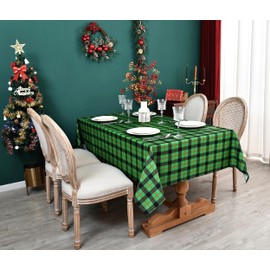 Essifunia Classic Gingham Buffalo Tablecloth Fabric - Oblong 58x144 Inch Checkered Table Cloth for Indoor Outdoor - Irish Table Cover for Christmas Day, St. Patricks Day, Picnics, BBQs, and Parties