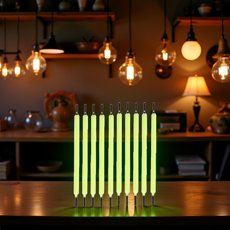 Junfamilee 10Pcs Green Edison Bulb LED Filament Lamp Parts DC3V
