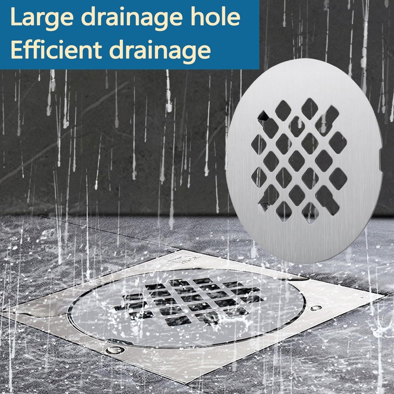 2 Pack 4-1/4 Inch OD Shower Drain Cover, 18/8 Stainless