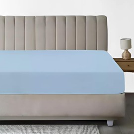 Cot Size : 28 X 75 Fitted Sheet – Ultra Soft 1800 Microfiber – Deep Pocket Fits Up to 8” Mattress – Wrinkle & Fade Resistant – Single Fitted Bottom Sheet Only (Light Blue)