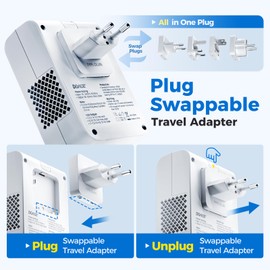 DOACE 220V to 110V Converter for European Travel - 350W Cordless Voltage Converter US to Europe, Power Converter Adapter Combo with PD Chargers for Hair Straightener Shaver Toothbrush Laptop Phone