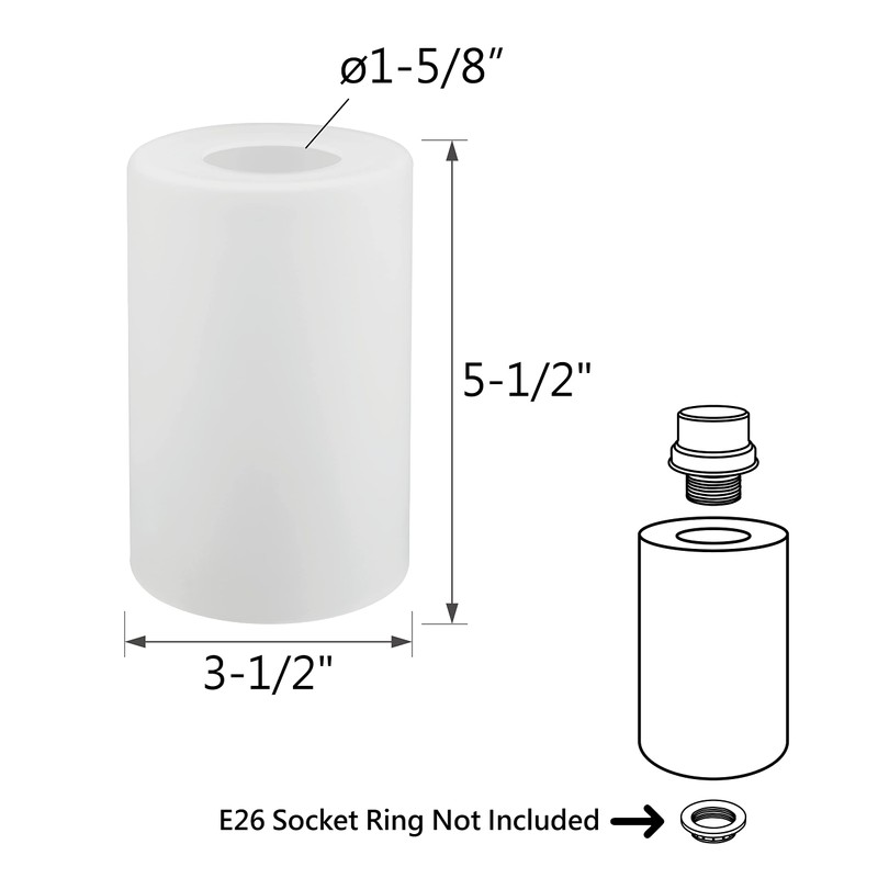 Aspen Creative 23613-02, Frosted Cylinder Glass Shade, 3-1/2" Dia x