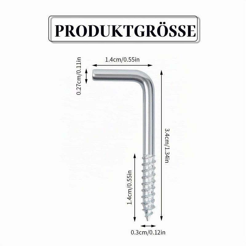 L-Shaped Wall Hook Screw M4 x 40 mm L-Hook Right