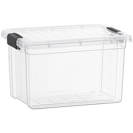 Superio Clear Storage Box with Lid, 49 Quart Plastic Container Bins for Organizing, Stackable Crates, BPA Free, Non Toxic, Odor Free, Organizers for Home, Office, School, and Dorm