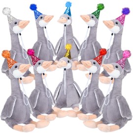 Leyndo 10 Pcs One Silly Goose Birthday Party Favors 12 Inches Soft Goose Stuffed Animal with Mini Small Birthday Hats Plush Bulk Gray Sitting Duck Gifts for 1st Party Decoration
