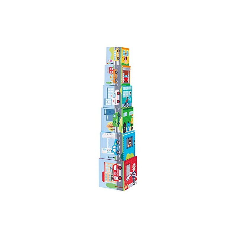 Lelin Toys L10339 Stacking Cube with 6 Vehicles