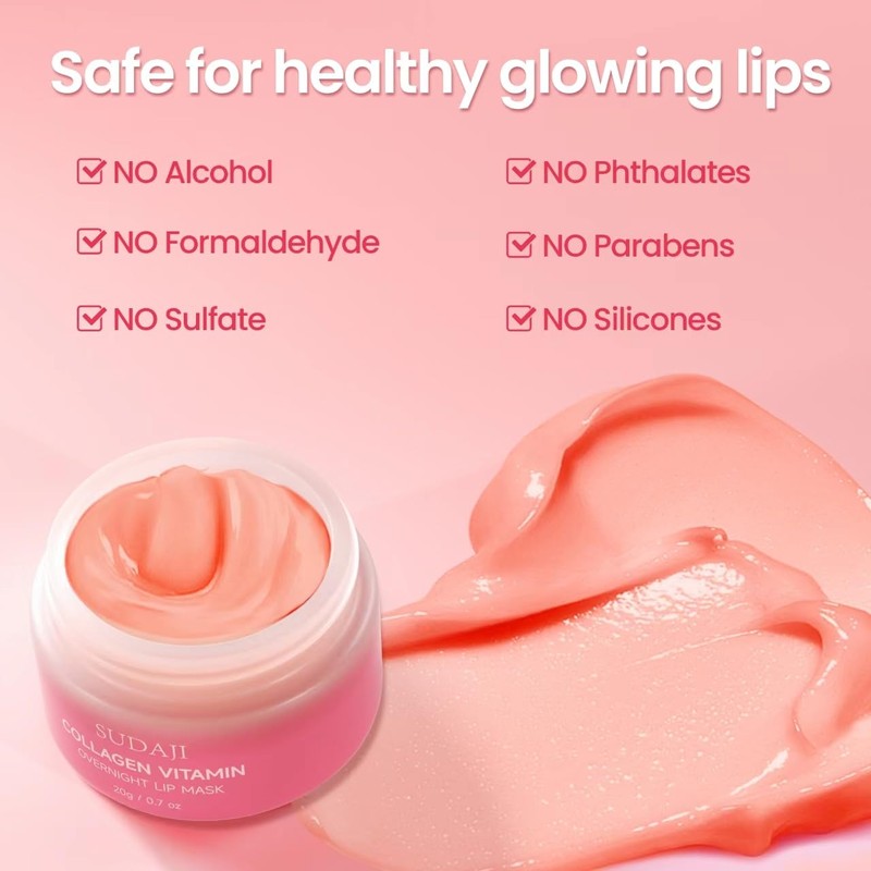 SUDAJI Collagen Lip Mask, Hydrating Lip Balm, Lip Moisture with