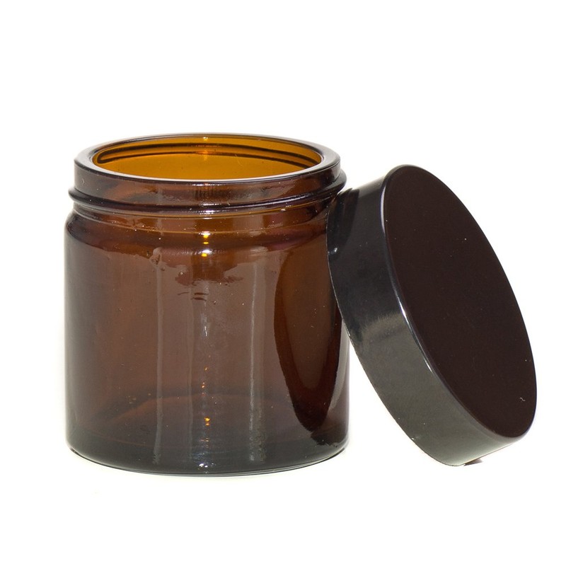 Aura 60ml Amber Glass Jars with Black Lids - Pack