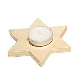 Hess Wooden Toy 40034 Tea Light Holder Made of Wood in Star Shape, Natural, Table Candlestick as Decoration for Special Occasions from the Ore Mountains
