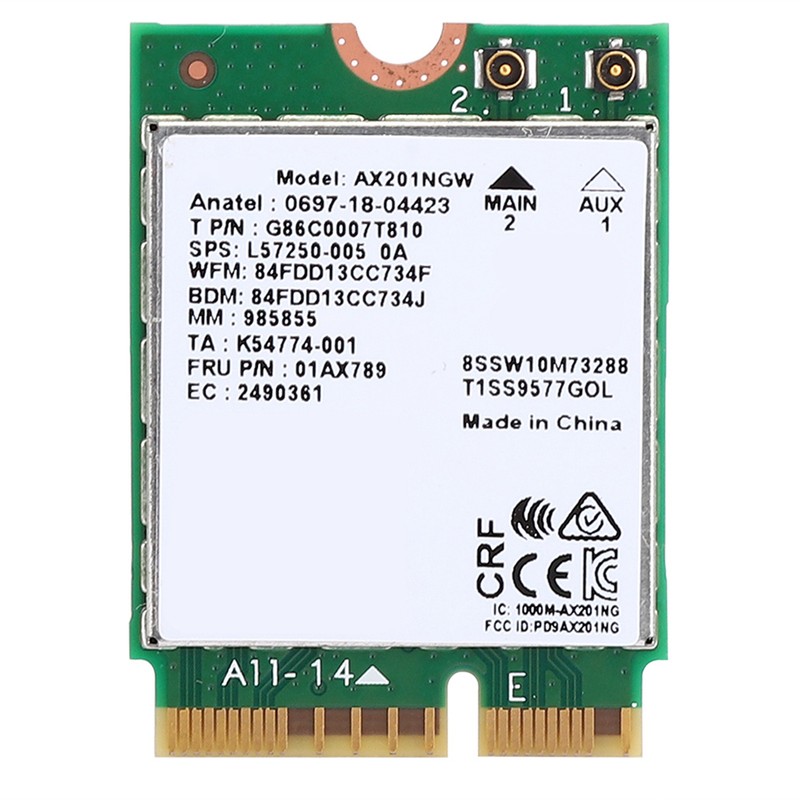 Network Card for Intel AX201NGW WIFI 6 Gigabit 2400M M.2.CNVio2