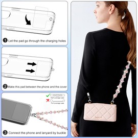 AOPNN High-end crystal lanyard Beaded Cellphone Lanyard Universal Suitable for most mobile phones and bags Keys, ID and Badges (Crystal blue)