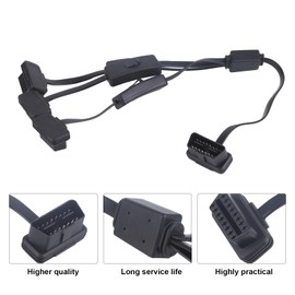 ZIWIMEGO OBD2 OBDII 1 to 3 16 Pin Male to Female Y Splitter Cord Diagnostic Extension Cable with Switch for All OBD II Equipment 60cm