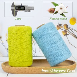 LEREATI Macrame Cord 1mm x 390m Butchers String Cotton Rope Thin Macrame Rope Yarn, Bakers Twine Kitchen Craft Cord for DIY Crafts, Gift Wrapping, Crochet, Jewelry Making, Decoration (Golden)