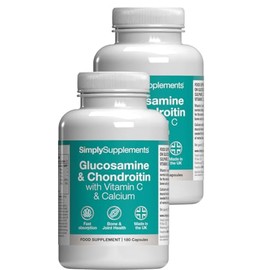 Glucosamine Sulphate & Chondroitin Complex | With Vitamin C & Calcium for Bone & Muscle Support | Supports Joint Health & Cartilage Function | 360 Capsules = 3 Months’ Supply | GMP-Certified & UK-Made