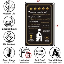 SImkha Amazing Toilet Vintage Metal Signs Funny Bathroom Decor For Bar Cafe Pub Home Would Poop Here Again Toilet Contest Wall Decoration 12 x 8 inch