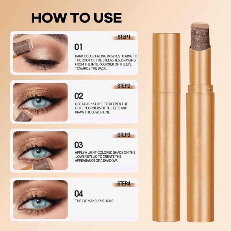 4Pcs 3 Color Gradient Eyeshadow Stick Set,Matte & Shimmer Cream
