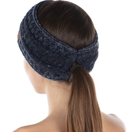 Funky Junque Exclusives - Diadema de punto con forro para cola de caballo para mujer, Azul marino - Confeti variado, Talla única