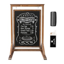 ORIENGEAR Double Sided Chalkboard Signs, Swinging Rustic A Frame Sign, Magnetic Chalk Board Sign Board, Freestanding Chalkboard Easel, Sandwich Board Signs Outdoor for Restaurant, Cafe, Wedding