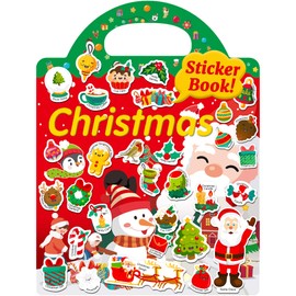 Benresive Christmas Reusable Sticker Books for Toddlers 2-4 Years, Fun Sticker Books for Toddlers 1-3, Christmas Party Favors, 39 Pcs Cute Waterproof Stickers for Teens Girls Boys