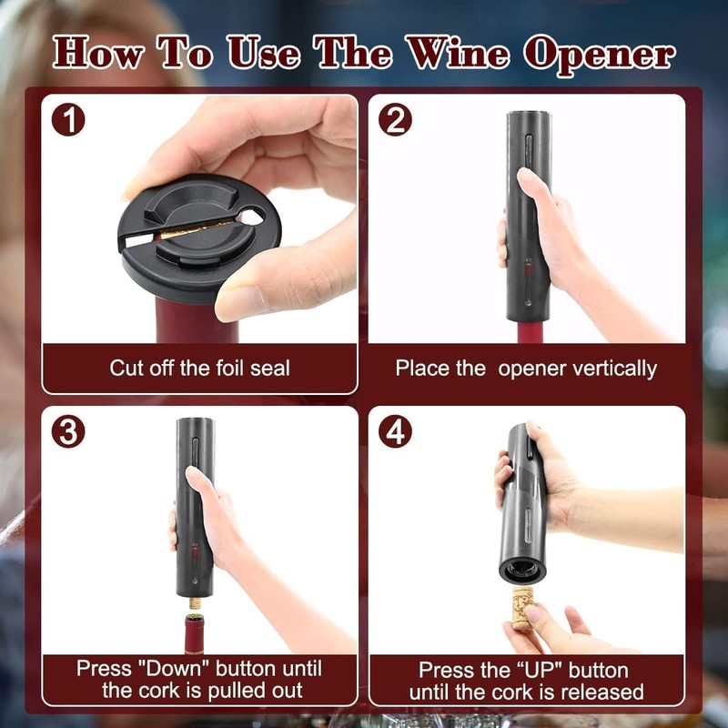 Electric Wine Opener, Wine Gift Automatic Wine Opener with Aluminum