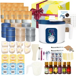 DIY Candle Making Kit for Adults with Smart Wax Melting Pot, Soy Wax, 12 Jars, 8 Tealight Candle Molds, Wax Making Kit for Candles with Digital Wax Melting Pot