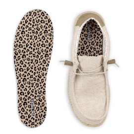 FLAT SOCKS FLAT SOCKS No Show Socks, Sockless Liner, No Slipping, No Stinking, Washable Barefoot Shoe Insert, Animal Print, Leopard, Small