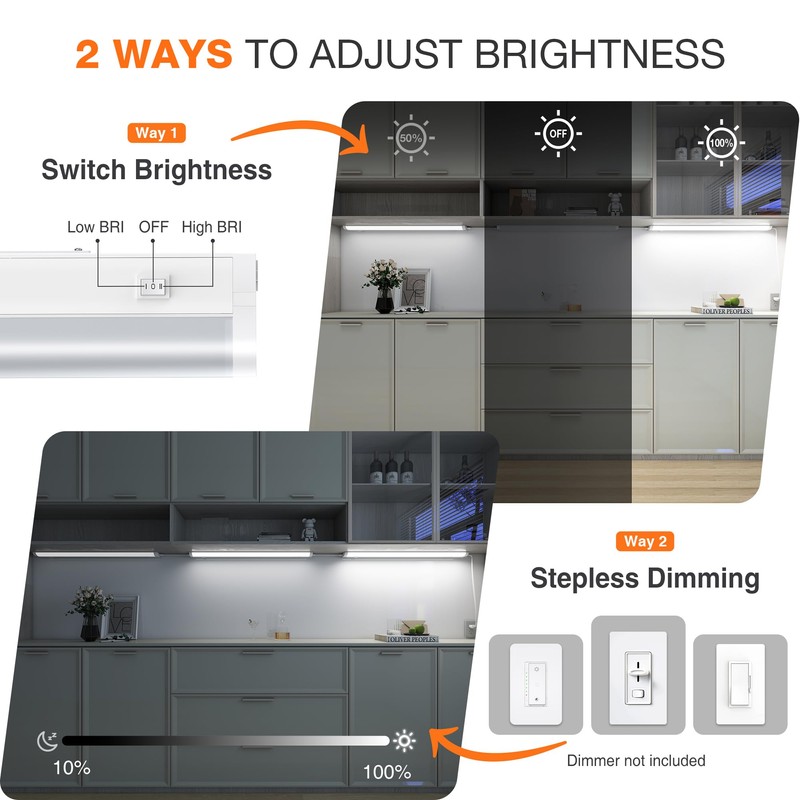 24inch Linkable Under Cabinet Lighting Hardwired Plug-in, Wired led Under
