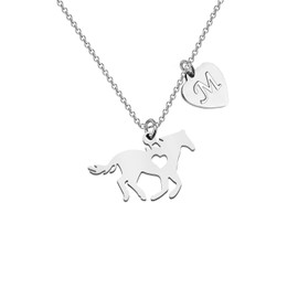 CHOORO Girls Horse Necklace Dainty Horse Jewelry Initial Necklace Kids Heart Initial Necklace Horse Gifts for Teen Girls Horse Lovers (M Horse -Necklace)