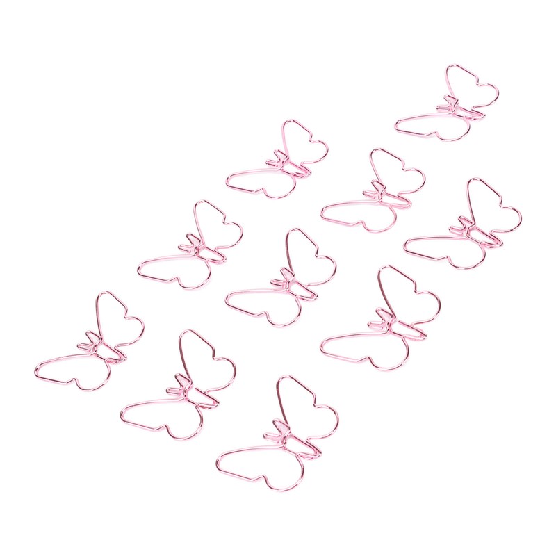 100 Pcs Shaped Paper Clips Pink Butterflies Shape Metal Cute