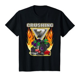 Monster Truck Crushing being Seven 7 Years Old 7th Birthday T-Shirt