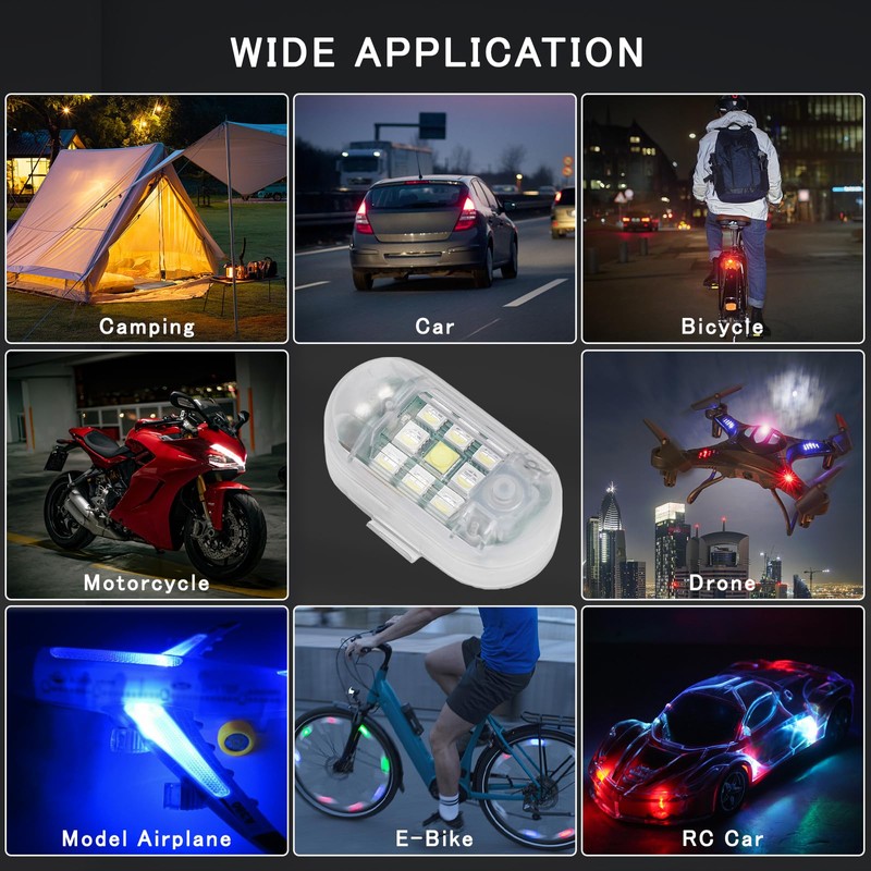SEISSO 4-Pack Wireless Remote Control Anti-Collision LED Strobe Lights Kit