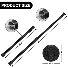 6 Pcs Spring Tension Curtain Rod 28-48 Inches Adjustable Expandable Pressure Black Curtain Tension Rods for Kitchen, Bathroom, Window,Home