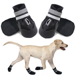 Dricar Dog Boots, Set of 4 Non-Slip Dog Shoes, Boots, Waterproof Protective Clothing for Dogs in Sizes Small, Medium and Large (Black, XXL)