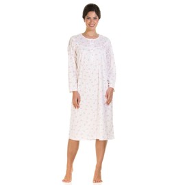 Lady Olga Ladies Bethan Floral Jersey Cuddleknit Brushed Nightdresses Pink 10-12