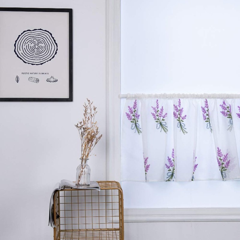 Embroidery Curtain Window Short Half Window Treatment Valance Short Semi