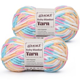 Fluffy Chunky Yarn for Crocheting, Chenille Crochet Yarn 6 Super Bulky, 2 Pack of 87.9 yds/4.23 oz Baby Blanket Yarn, Soft Velvet Yarns for Knitting Amigurumi&DIY Crafts/Hats/Socks(2 Candy)