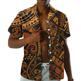 Hdjxbdhsv Polynesian Tribal Matching Set for Couple Samoan Outfits Women's Dress and Men's Shirts Couple Set