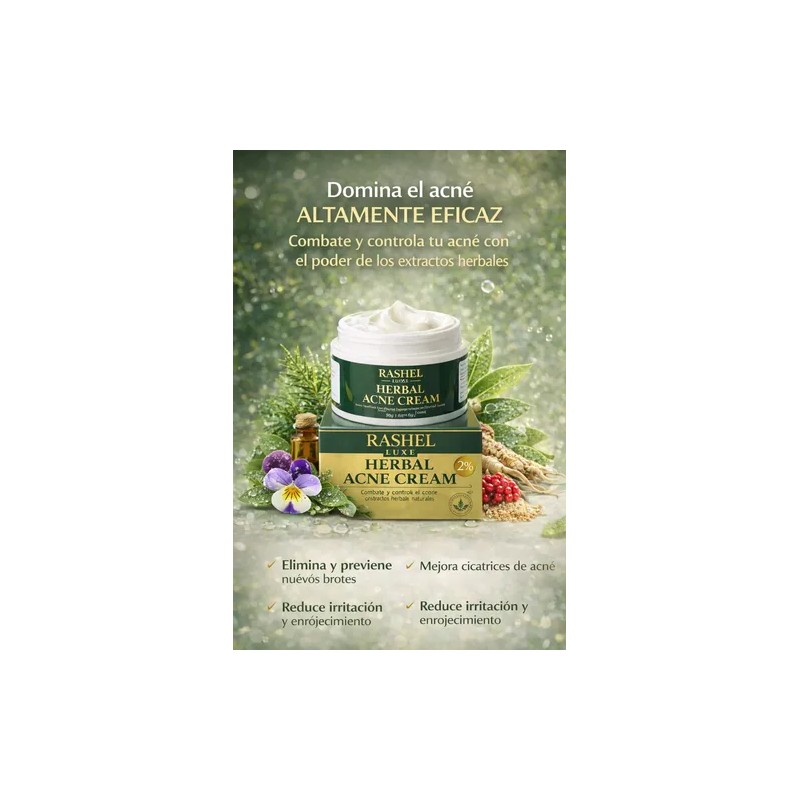 Crema Herbal Tratamiento Acné, Control Grasa, Minimiza Poros