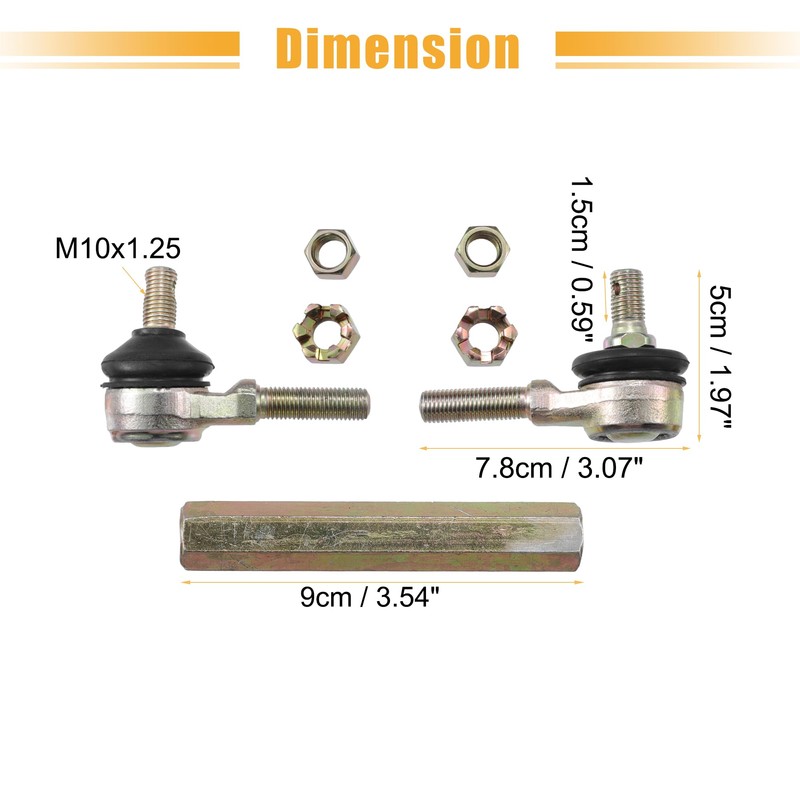 X AUTOHAUX 9cm 3.54" Steering Tie Rod End Tie Rod