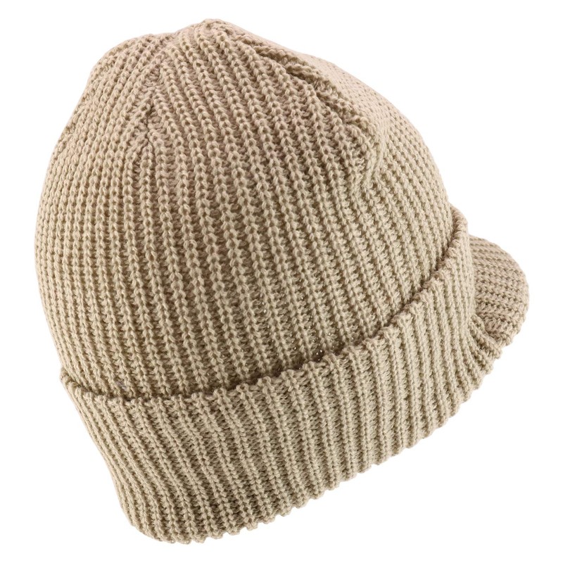 Armycrew Plain GI Thick Ribbed Beanie with Bill Visor Cap