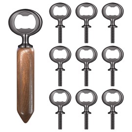 Yugada Metal Bottle Opener Kit, 10 Pcs Blank Bottle Opener Stainless Steel Bottle Opener Inserts, DIY Beer Opener Hardware DIY Craft Handmade Wood Turning Kits, Flat Bottle Opener Inserts (Black)