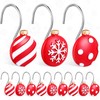 Zhengmy 12 Pcs Christmas Shower Curtain Hooks Small Red Christmas