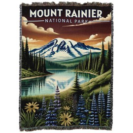 Pure Country Weavers Mount Rainier National Park Blanket - Gift Cotton Tapestry Throw - Made in The USA - 72" x 54"
