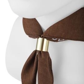 Komonee Tie Neck Ring Loop Clasp Gold Colour With Brown Paisley Bandana Head Scarf Headbands Handkerchief Cowboy Cotton Bib Party Face For Mens Womens Unisex