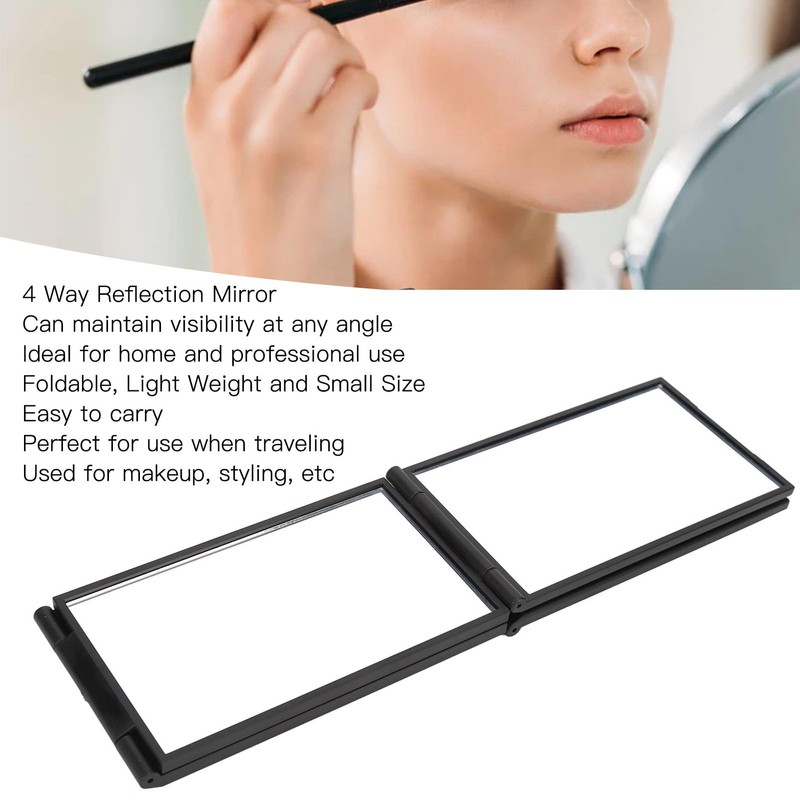 Portable Folding Mirror, 360 Degree Plastic Frame 4 Way Mirror