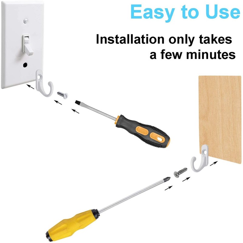 Chanvoo Light Switch Plate Hooks, 3 Pack Tiny Wall Mounted